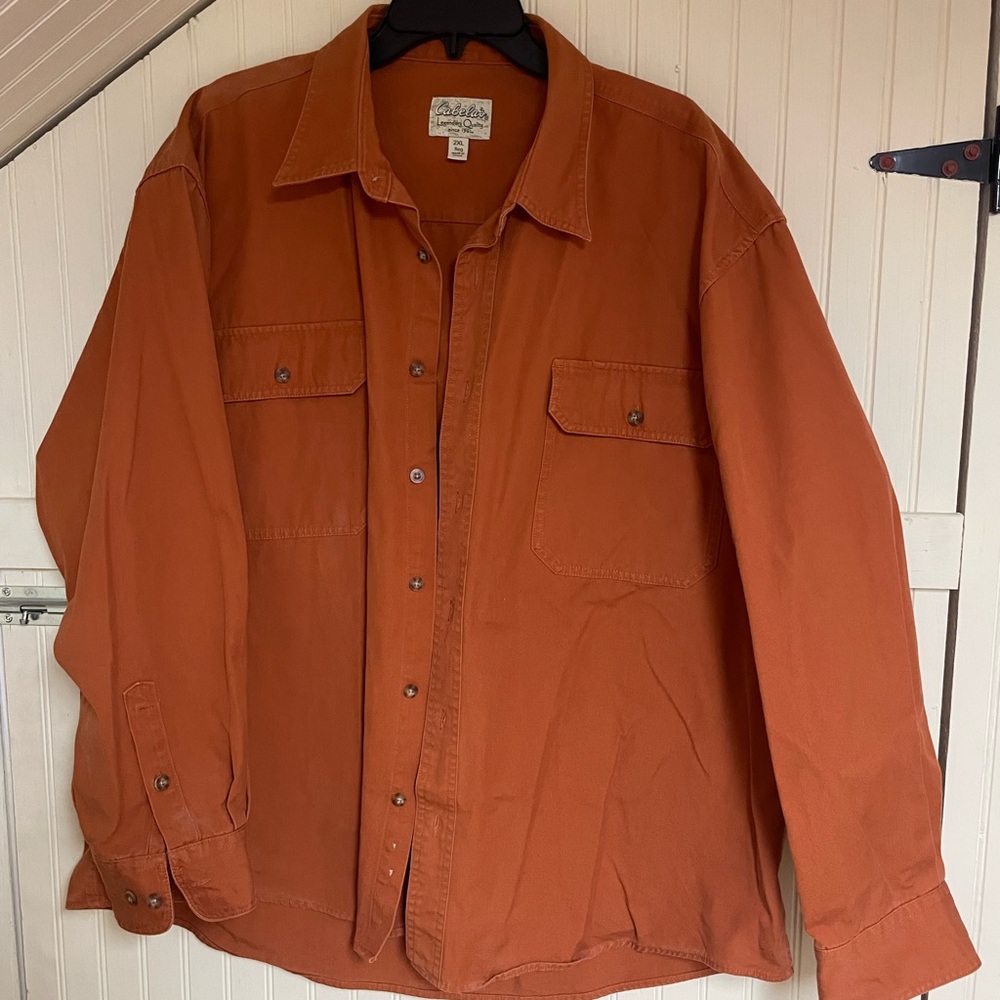 Cabelas Legendary Quality Long Sleeve Mens Rust Color Shirt XXL